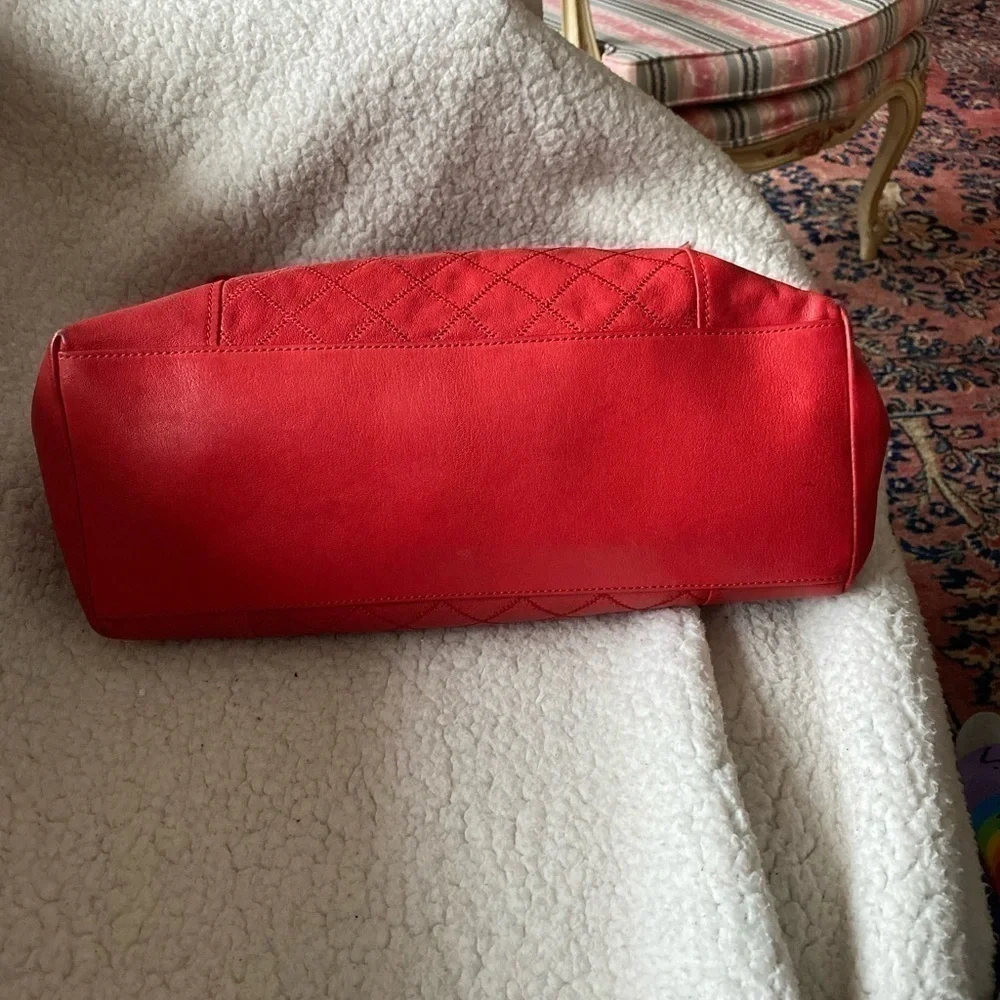 Tory Burch Fleming Distressed Leather Tote Cherry Apple
